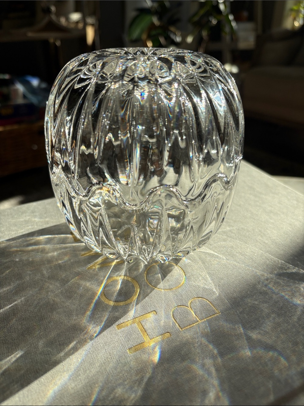 Vintage Cristal Glass Decorative Vase/ dish/ oval
